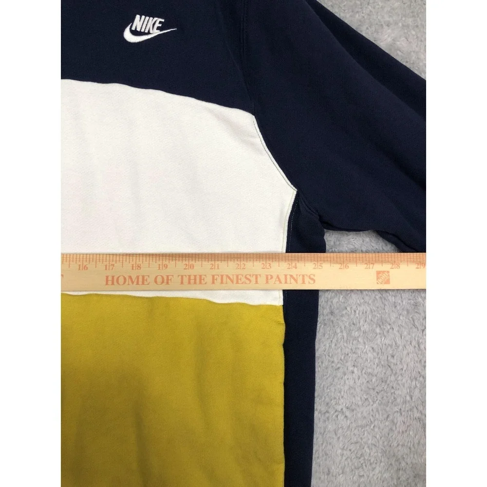 Nike Hoodie Men's XXL Yellow Navy White Club Fleece Color Block Pullover